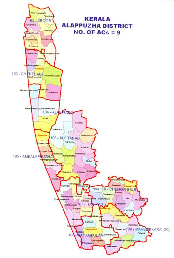 Alappuzha New Constituencies (Seats) in Kerala Assembly Election 2011