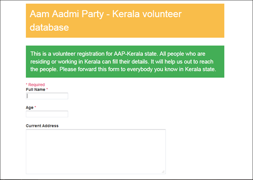 How to become a member of the Aam Aadmi Party in Kerala