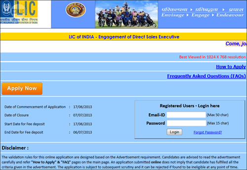 LIC recruitment June 2013 for direct sales executive: 13,148 vacancies, 505 in Kerala