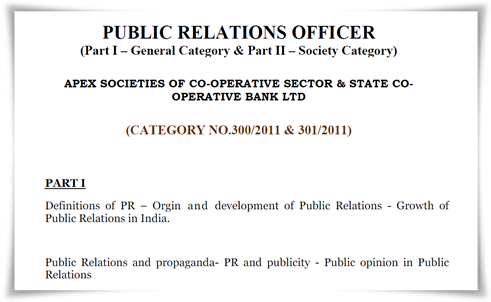 Public Relations Officer (PRO) Exam 2014 Detailed Syllabus