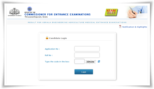 KEAM 2014 Rank List - Engineering & Architecture published at CEE website