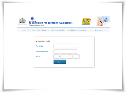 KEAM 2014 trial Allotment published at CEE website