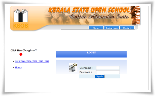 Kerala Open School Plus One Registration 2014: Online Admission Procedure