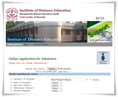 Kerala University distance education MBA admission 2014 Registration started