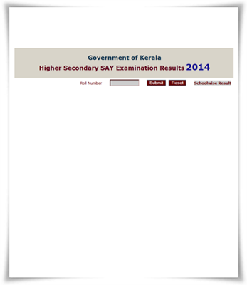 Kerala Plus Two SAY 2014 result published at DHSE website