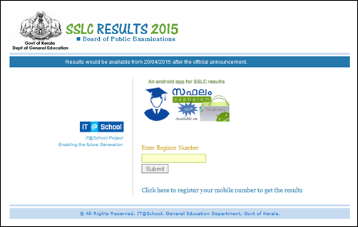 Kerala SSLC Results 2015 to be Published Today at Official Websites