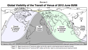 Visibililty of Venus transit 2012